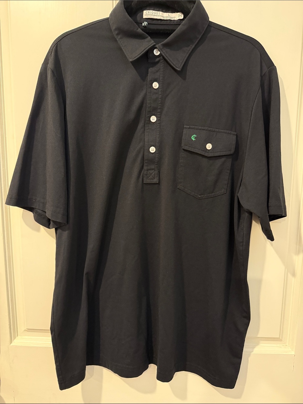 Criquet Black Men's Polo with Chest Pocket